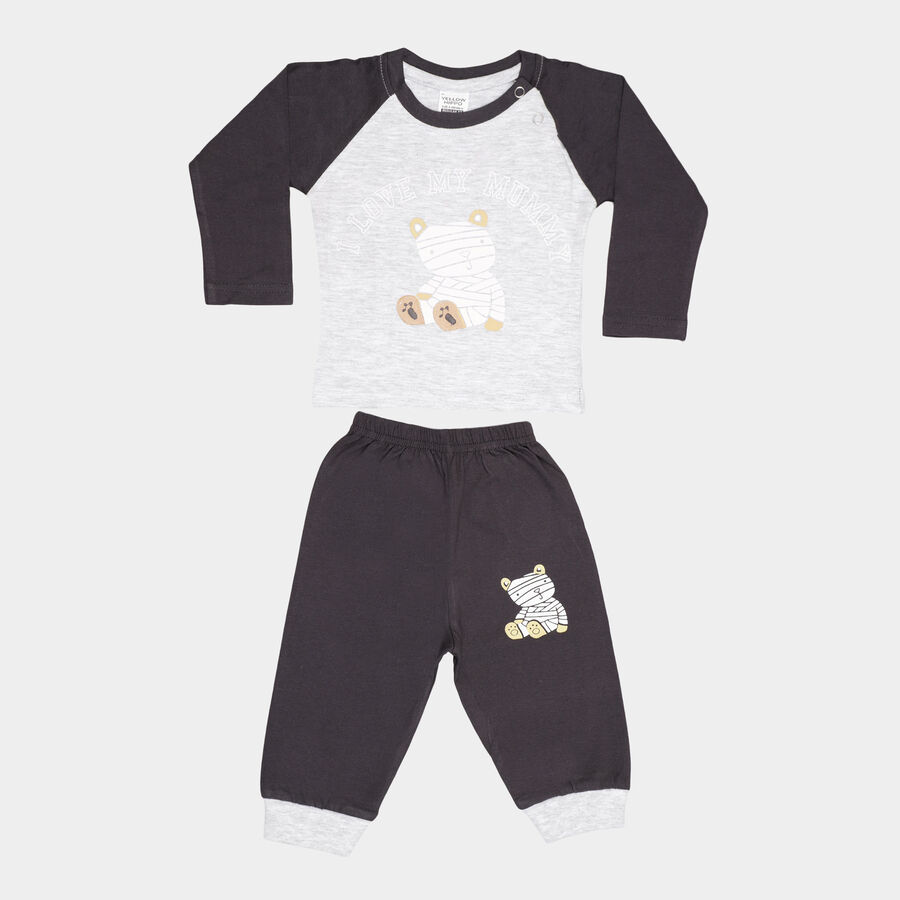 Infants Cotton Baba Suit, Charcoal, large image number null