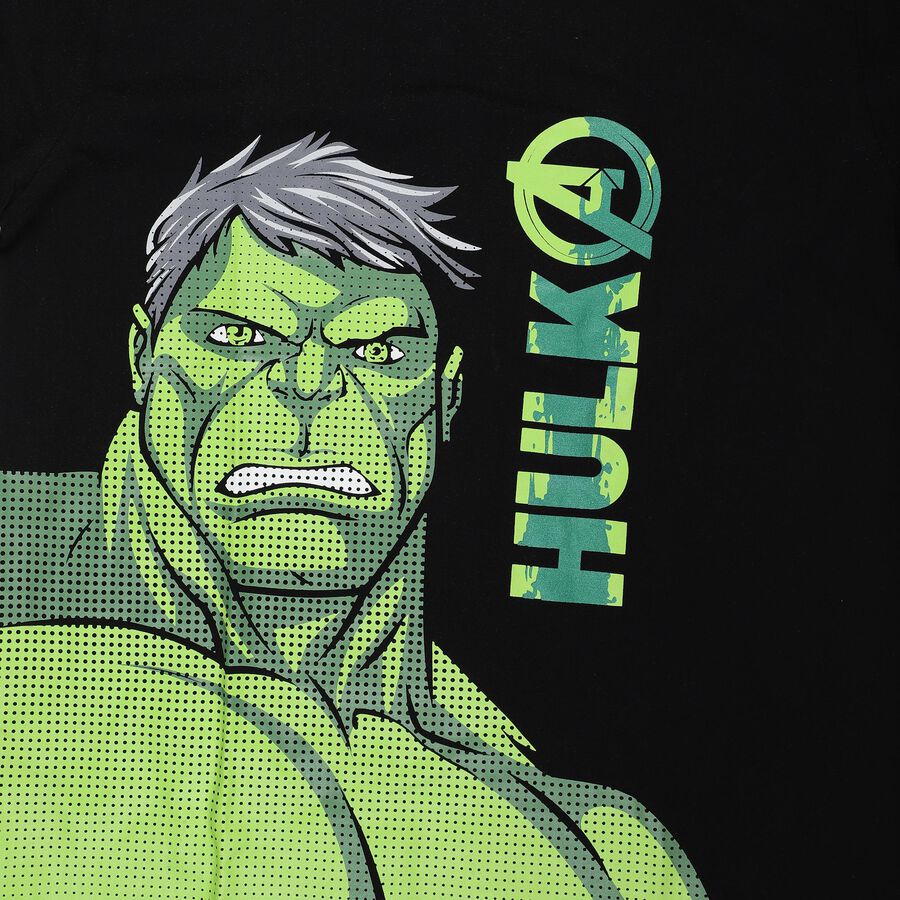 Boys Black Cotton Round Neck Casual Half Sleeve T-Shirt, Black, large