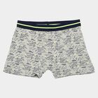 Boys Grey Regular Fit Printed Trunks, हल्का ग्रे, small