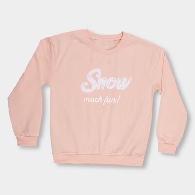 Girls Light Pink Crew Neck Casual Sweatshirt
