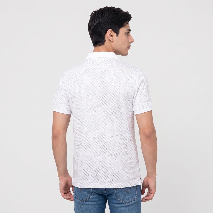 Men's White Cotton Polo Neck Polo T-Shirt, White, large