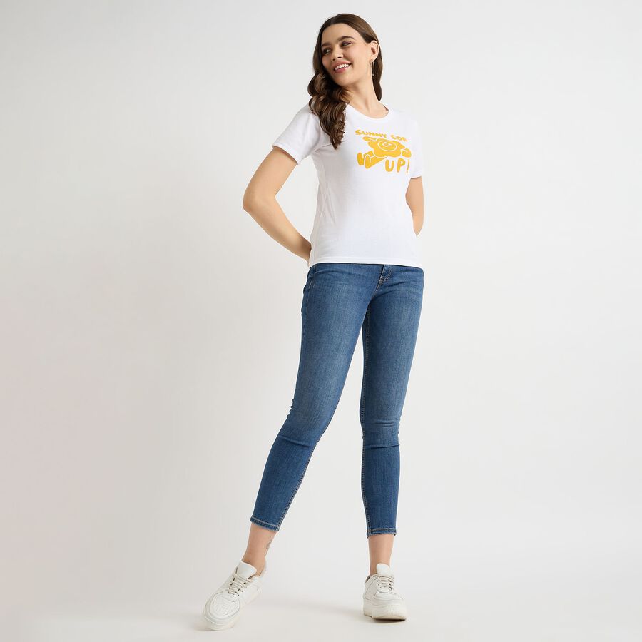 Ladies' Round Neck T-Shirt , सफ़ेद, large image number null