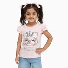 Girls Light Pink Cotton Round Neck Casual T-Shirt, Light Pink, small image number null