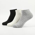 Men's Ankle Length Pack of 3 Socks ( Grey, White, Black ), मिश्रित हल्का ग्रे, small