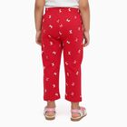 Girls Bright Cherry Red Butterfly Printed Cotton Blend Pyjama, रानी (फ्यूशिया), small image number null