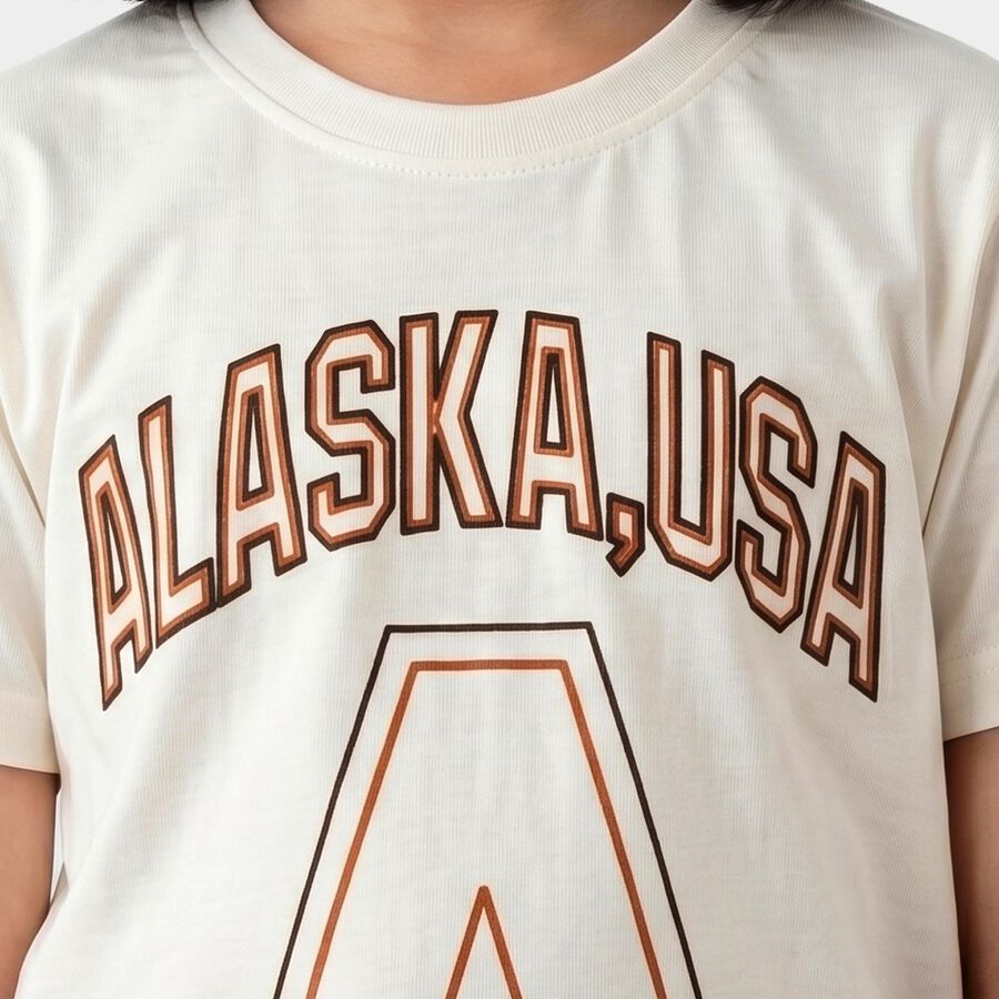 Girls White Round Neck Regular T-Shirt, सफ़ेद, large