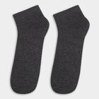 Men's Jet Black and Charcoal Gray Cotton Blend Ankle Socks, Melange Light Grey, small image number null