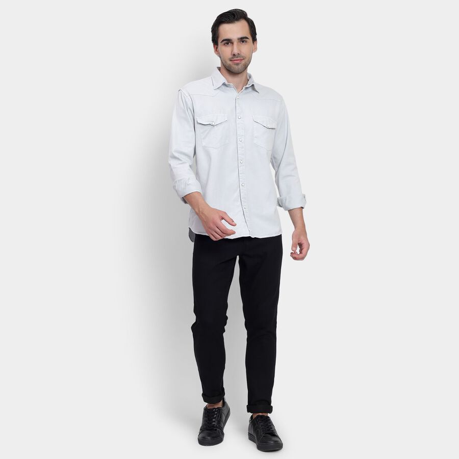 Men's 100% Cotton Casual Shirt, Light Grey, large image number null