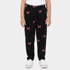 Girls Black Regular Fit Solid Pyjama, काला, small