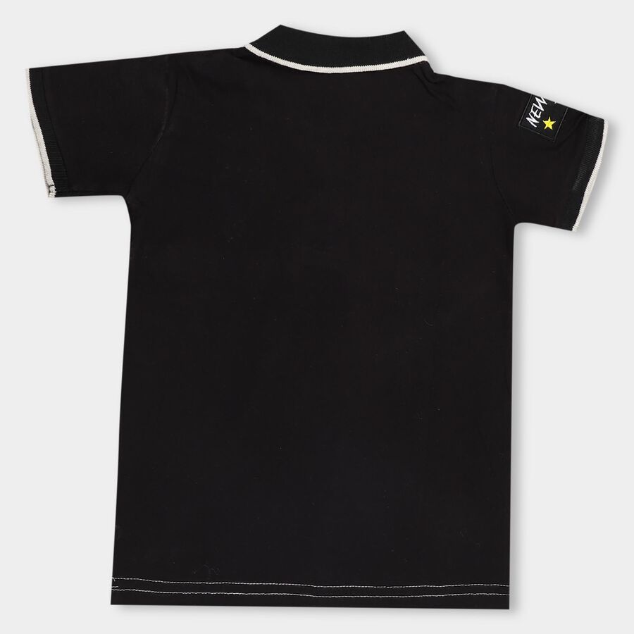 Boys' Collar Half Sleeves T-Shirt , Black, large image number null