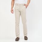 Men's Slim Fit Casual Trousers, Silver, small