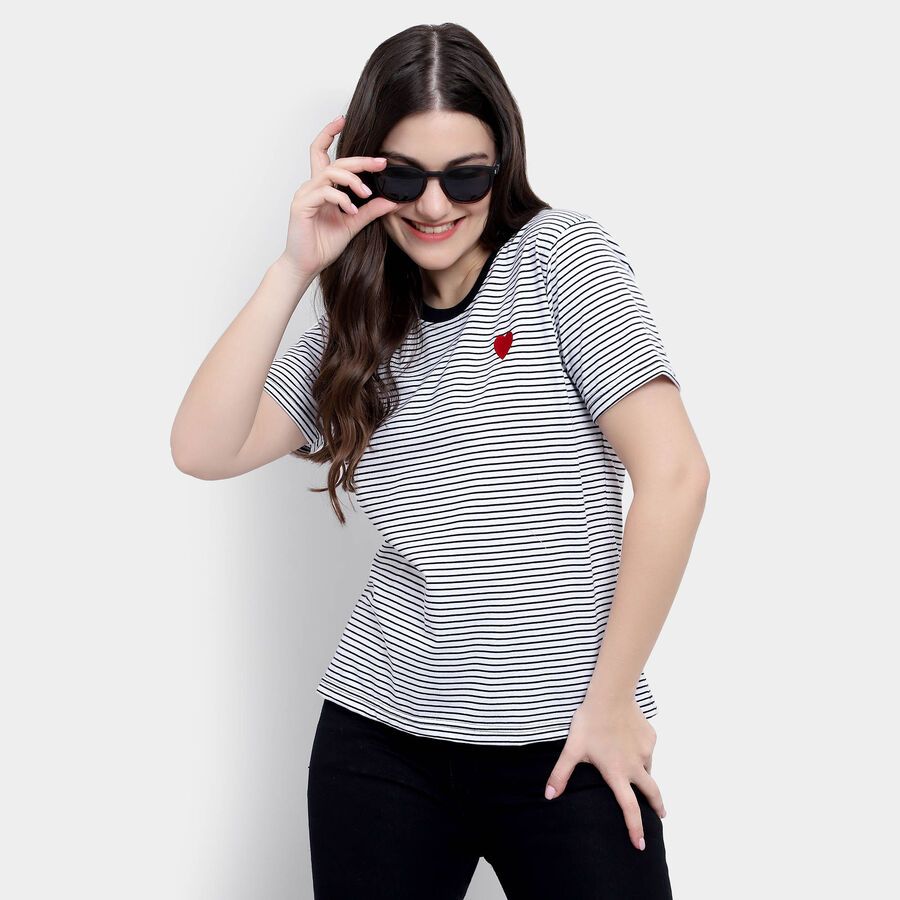 Round Neck T-Shirt, White, large image number null
