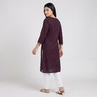 Women's Purple Round Neck Embroidered Kurta, बैंगनी, small