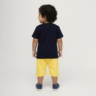 Boys' Navy Cotton Round Neck Printed Baba Suit, Navy Blue, small image number null