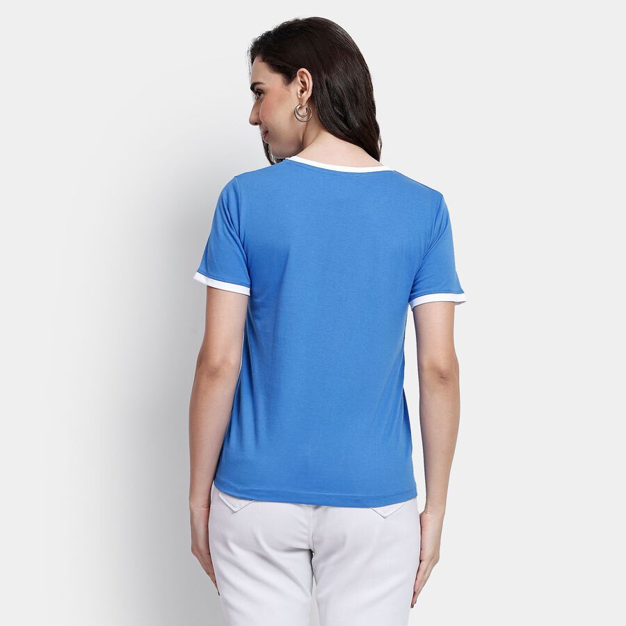 Ladies' Round Neck T-Shirt, नीला, large image number null