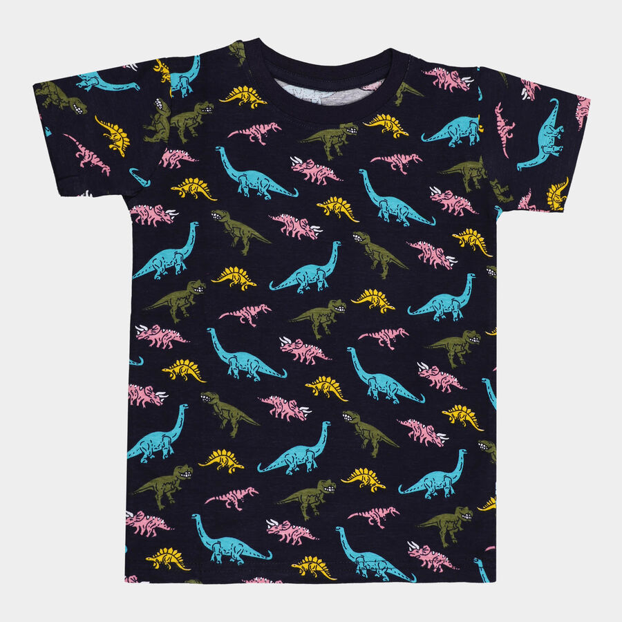 Boys Cotton T-Shirt, Navy Blue, large image number null