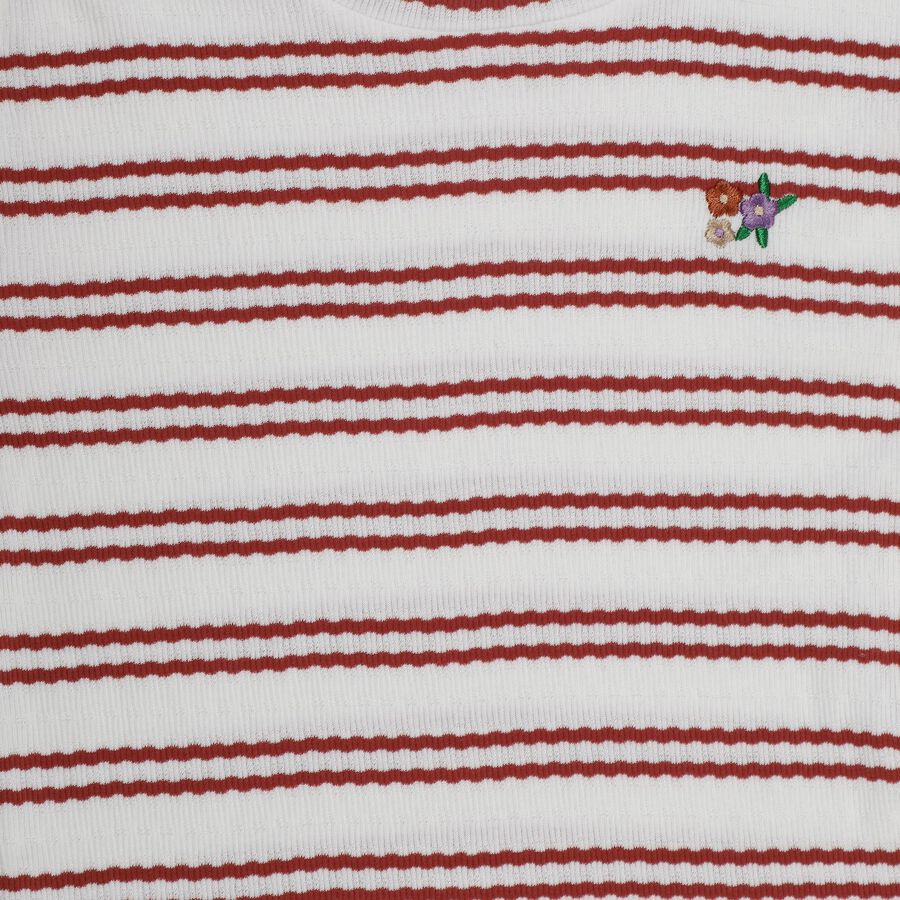 Girls Red Cotton Round Neck Casual T-Shirt, Red, large