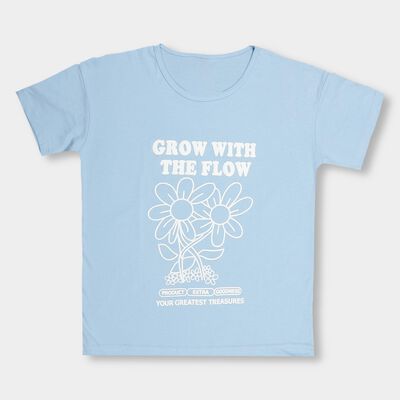 Girls' Light Blue Crew Neck Short Sleeve T-Shirt