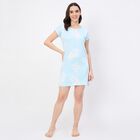 Women's Muted Charcoal Black Sleeveless Minimalist Nighty, हल्का नीला, small