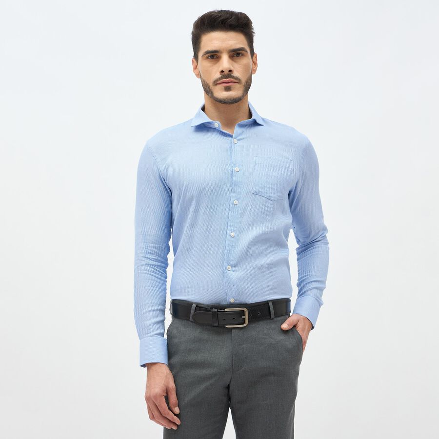 Men's Light Powder Blue Cotton Classic Collar Formal Shirt, मध्यम नीला, large image number null