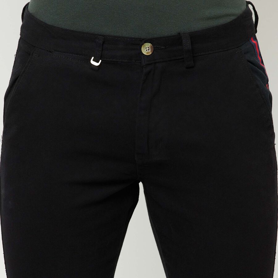 Solid Cross Pocket Trousers, Black, large image number null