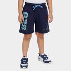 Boys' Navy Blue Regular Fit Skater Print Bermuda Shorts, नेवी ब्लू, small