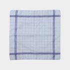 Men's Blue and White Checked and Striped Pack of 3 Handkerchief, मध्यम नीला, small
