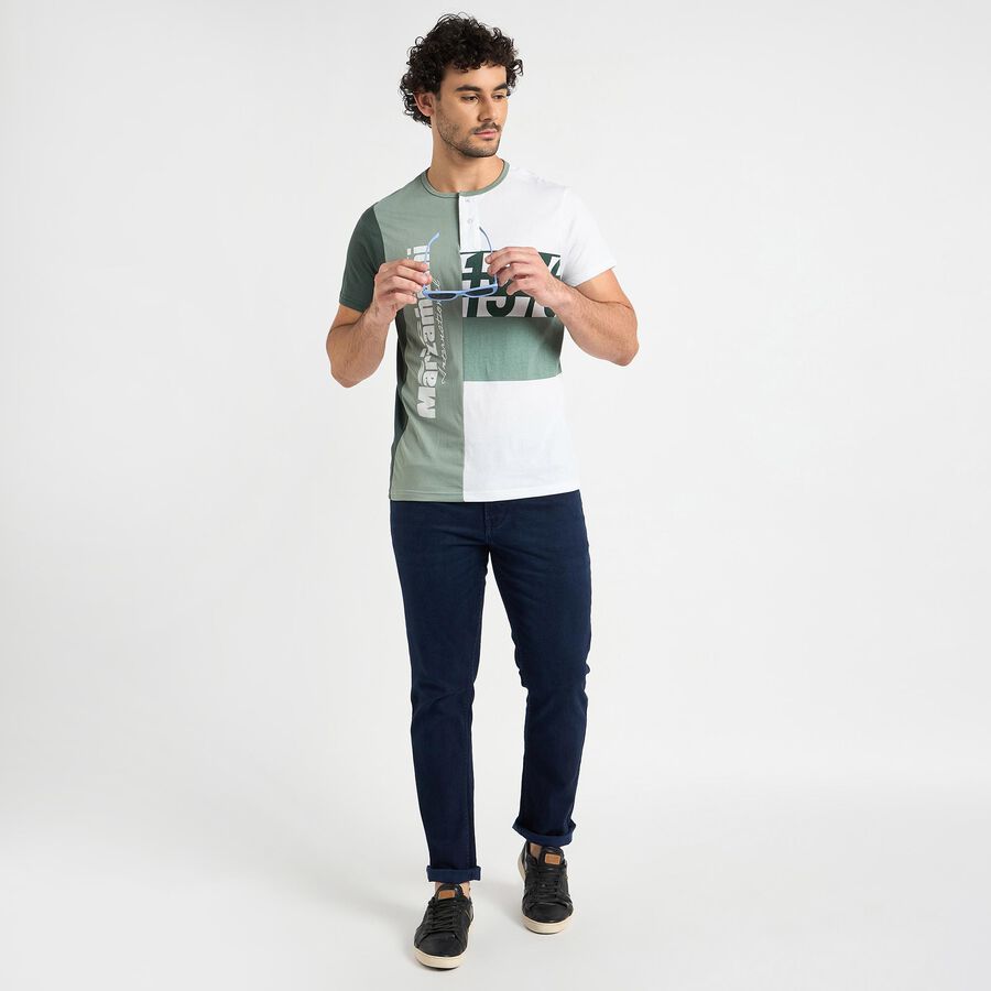 Men's Henley Half Sleeves T-Shirt , Light Green, large image number null