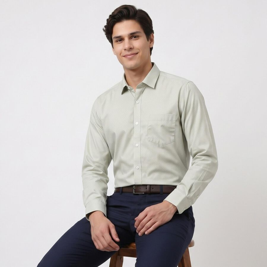 Men's Mint Green Regular Fit Formal Shirt, Light Green, large