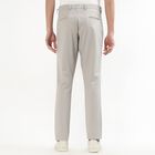 Men's Muted Silver Slim Fit Flat-Front Casual Trousers, सिल्वर, small