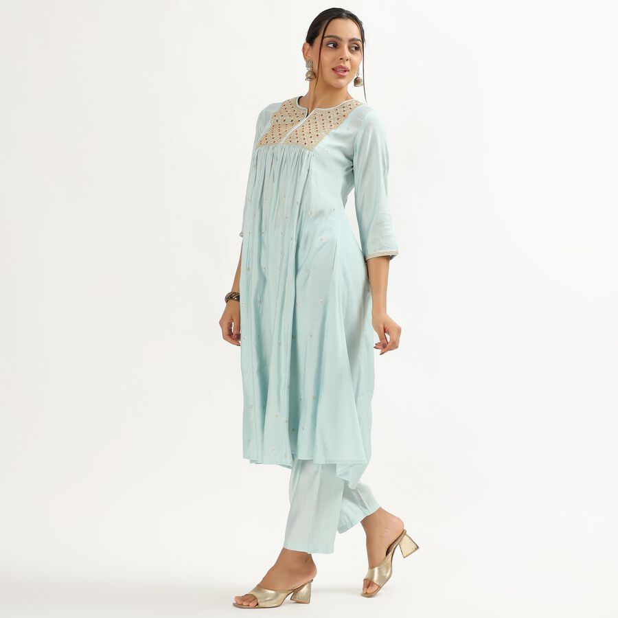 Women's Light Powder Blue Embroidered Ethnic Set, Light Blue, large