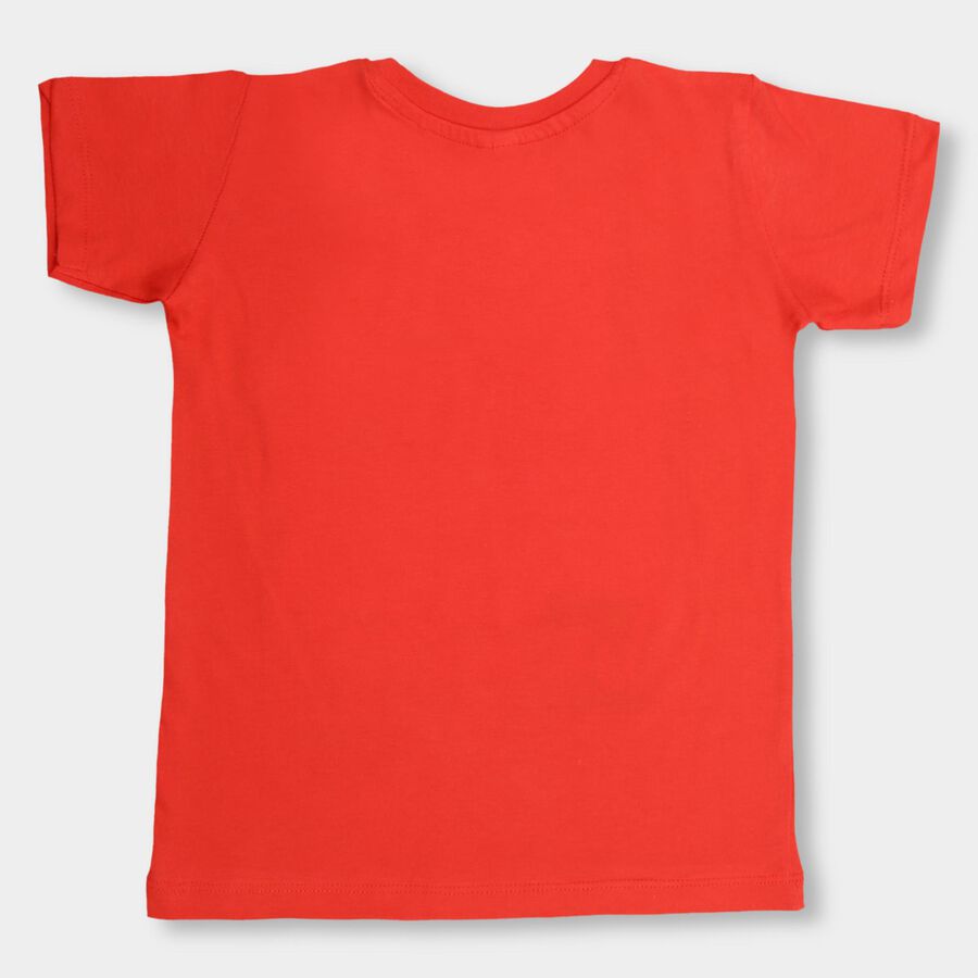 Boys' 100% Cotton Half Sleeves T-Shirt, Red, large