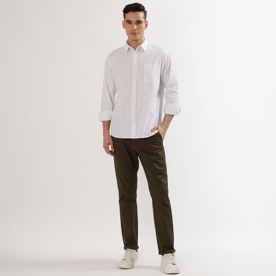 Men's Rich Eggshell White Cotton Classic Casual Shirt, White, large image number null