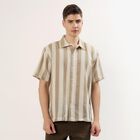 Men's Green Half Sleeve Spread Collar Casual Shirt, Light Green, small