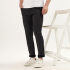 Men's Cross Pocket Slim Fit Casual Trousers, Black, small image number null