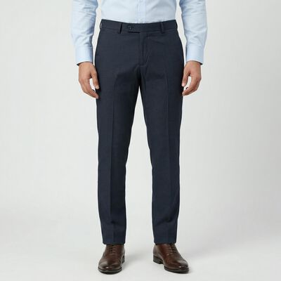 Men's Navy Blue Slim Fit Formal Trousers