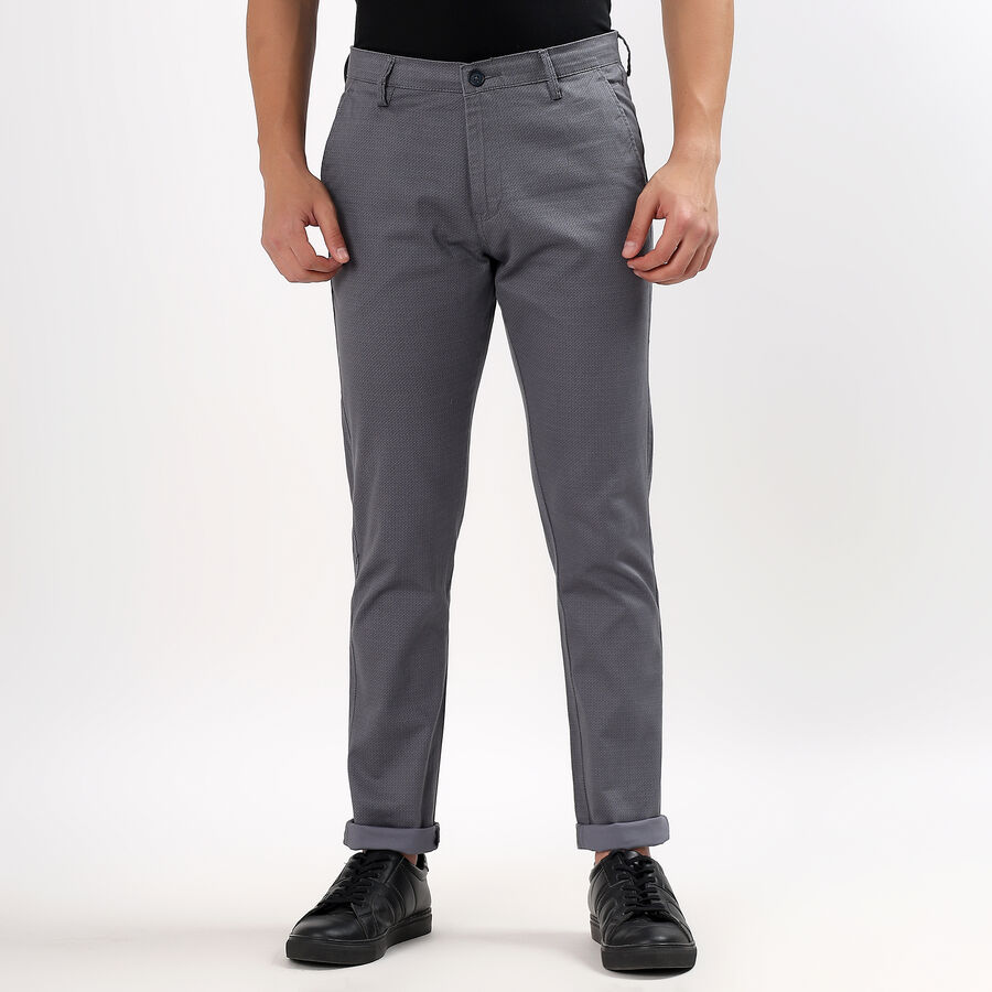 Men's Slim Fit Casual Trousers , हल्का नीला, large image number null