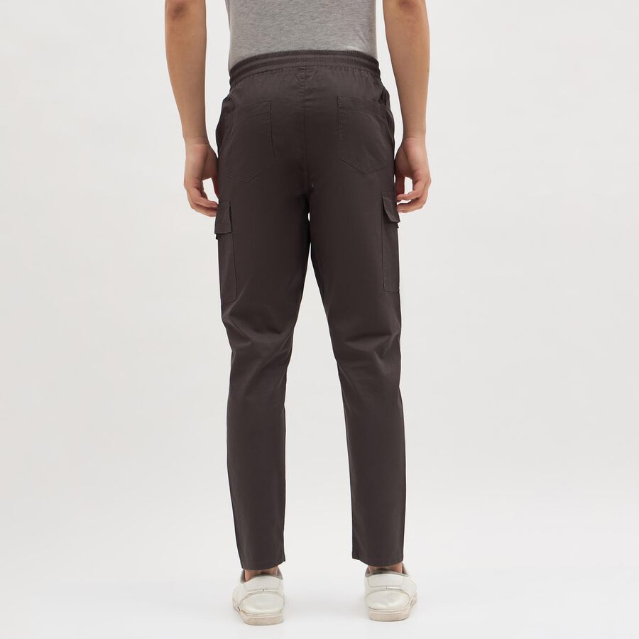 Men's Dark Graphite Grey Tapered Fit Cargo Track Pants, Dark Grey, large image number null