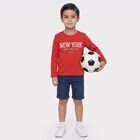 Boys' Red Cotton Blend Crew Neck Regular Boys T-Shirt, लाल, small