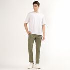Men's Light Green Slim Fit Casual Trousers, हल्का हरा, small