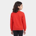 Girls' Red Crew Neck Graphic Print Sweatshirt, लाल, small