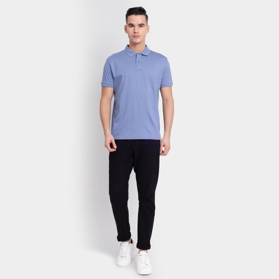 Men's 100% Cotton Collared Half Sleeves T-Shirt, बैंगनी, large image number null