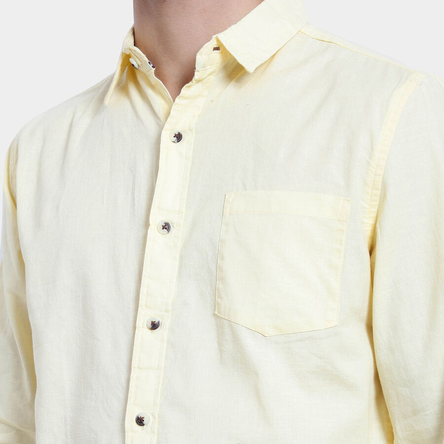 Cotton Solid Casual Shirt, Yellow, large image number null