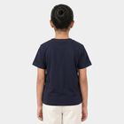 Girls Navy Blue Round Neck Regular T-Shirt, नेवी ब्लू, small
