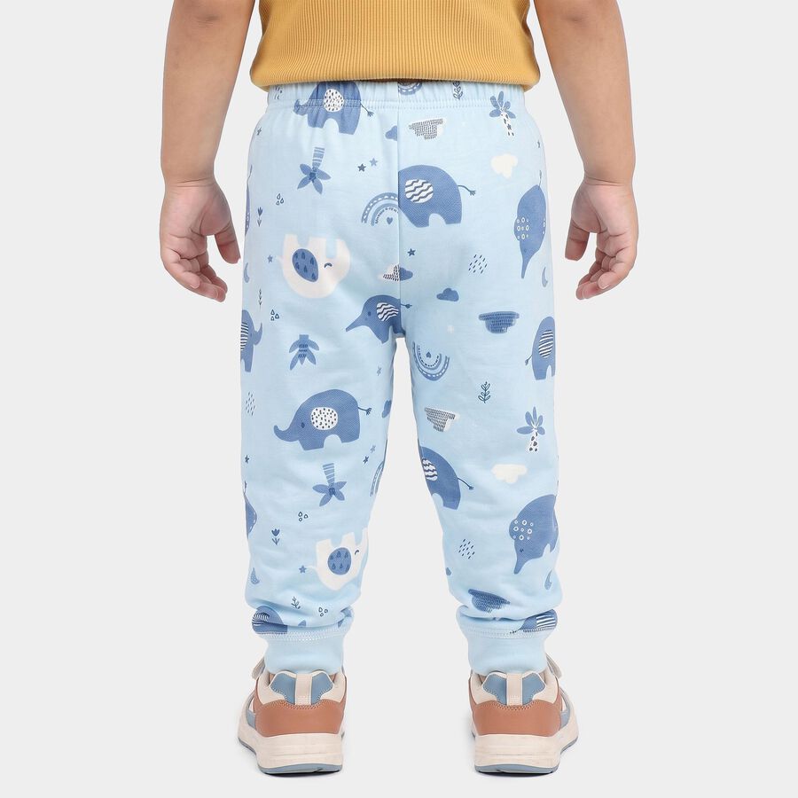 Infants' Light Blue Jogger Fit Elephant Printed Pyjama, हल्का नीला, large