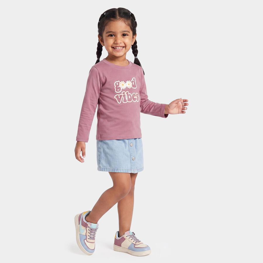 Girls Purple Round Neck Regular Top, Purple, large