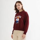 Women's Deep Burgundy Crew Neck Casual Sweatshirt, Wine, small image number null