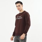 Men's Deep Brown Crew Neck Casual Sweatshirt, भूरा, small image number null