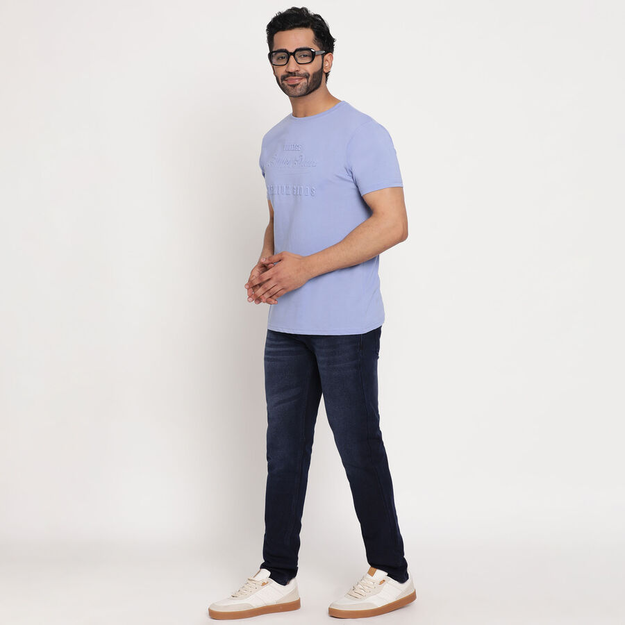 Solid Round Neck T-Shirt, Purple, large image number null