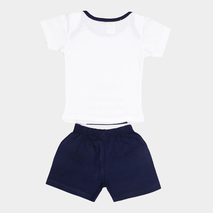 Infants Cotton Boat Neck Baba Suit, Navy Blue, large image number null